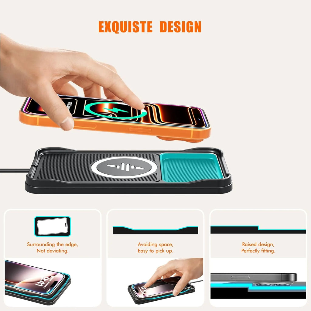 Wireless Car Charger,Charging pad Non Slip 15w Fast Charger for Car Wireless Phone Charger for iPhone17/ 16/15/14/13/12 Pro Max