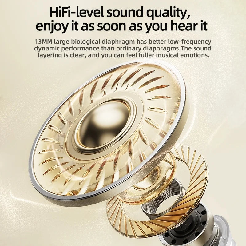 AT2-Wireless headphones with noise cancellation, in-ear type, equipped with a charging case, high-fidelity stereo sound.