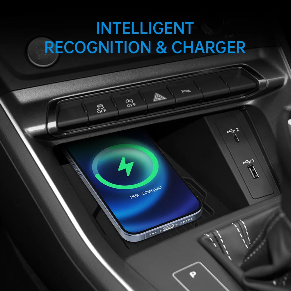 Car Wireless Charger  For  Audi Q3 2015 2016-2022 Center Console 15W Fast Charging Pad Android Iphone Holder Audi Q3 Accessories